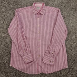 Tommy Bahama Island Modern Fit Stripe Shirt Mens Large Pink Cotton